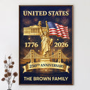 America 250th,Independence Day,Family,Proud,Custom Text - 3D Effect 250th Anniversary - Personalized Poster
