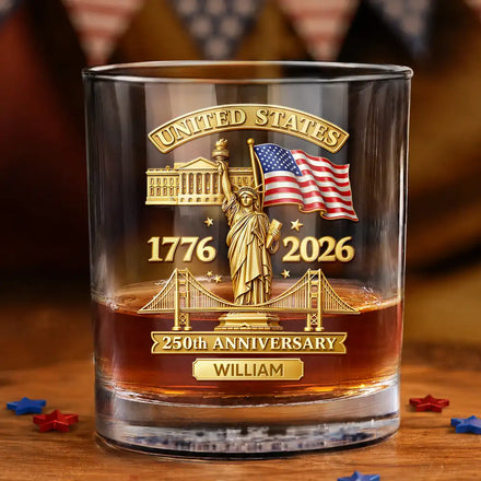 3D Effect 250th Anniversary - Personalized Whiskey Glass