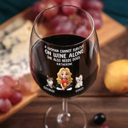 Happy,Dog Mom,Dog Lovers - 3D Effect A Woman Cannot Survive On Wine - Personalized Wine Glass