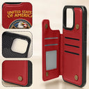 America 250th,Independence Day,Gift For Yourself,Proud,Custom Text - 3D Effect America 250th Anniversary - Personalized Leather Flip Wallet Phone Case