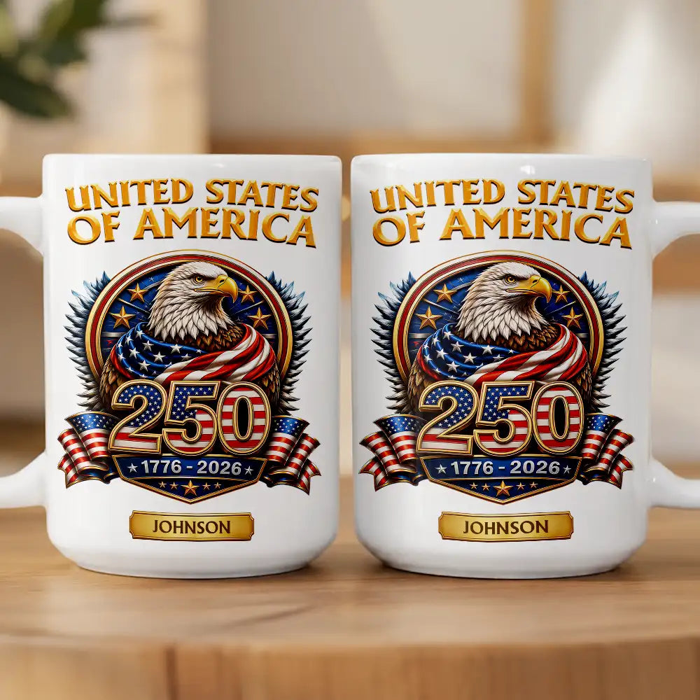 America 250th,Independence Day,Gift For Yourself,Proud,Custom Text - 3D Effect America 250th Anniversary - Personalized Mug