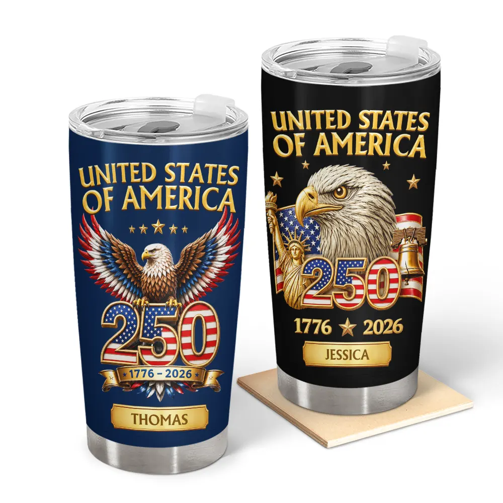 America 250th,Independence Day,Gift For Yourself,Proud,Custom Text - 3D Effect America 250th Anniversary - Personalized Tumbler