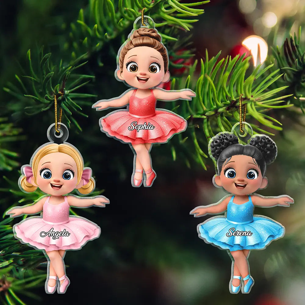 3D Effect Ballet Kid Girl - Personalized Custom Shaped Acrylic Ornament