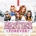 Gift For Bestie, Gift For Sisters, Happy, Gift For Women, Christmas - 3D Effect Besties Forever Gemstone Art - Personalized Metal Ornament