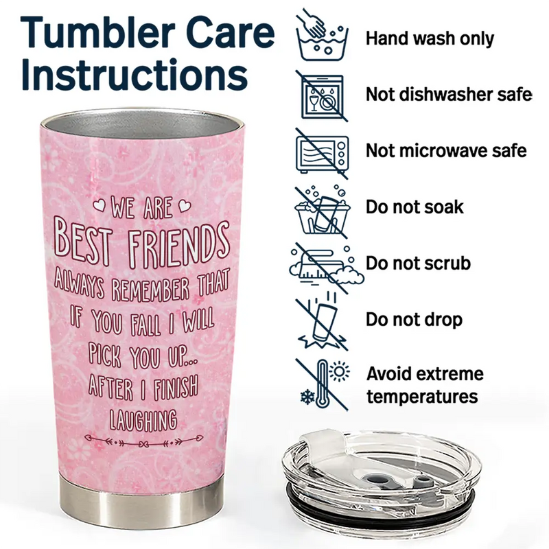 Gift For Bestie,Gift For Women,Happy,Top Market - 3D Effect Besties If You Fall I Will Pick You Up - Personalized Tumbler