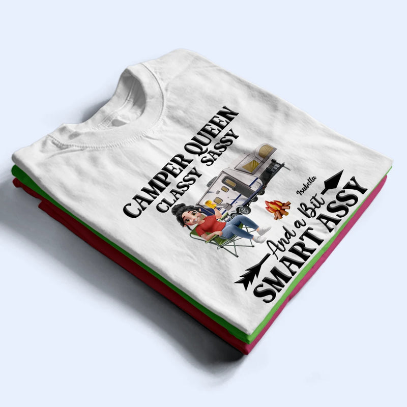 Gift For Yourself,Gift For Women,Happy,Camping - 3D Effect Camper Queen Classy Sassy - Personalized T Shirt