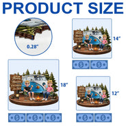 Top Market, Camping, Summer, Gift For Couples, Vector, Happy - 3D Effect Camping Couple Making Memories One Campsite At A Time - Personalized Custom Shaped Wood Sign