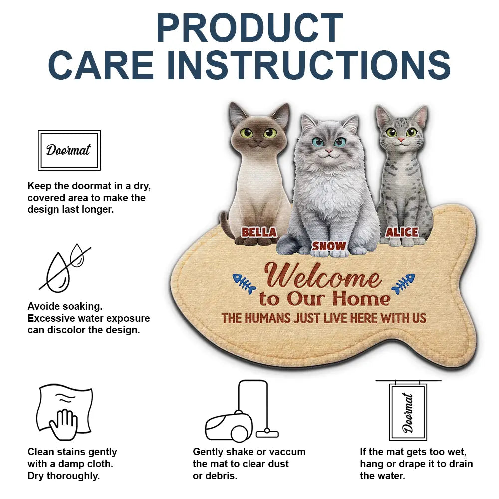 Cat Lovers,Gift For Women,Gift For Men,Happy,Top Market - 3D Effect Cats Welcome To Our Home - Personalized Custom Shaped Doormat
