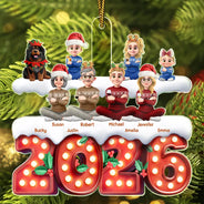 Christmas, Cozy, Family, Vector - 3D Effect Christmas Family Marquee - Personalized Custom Shaped Acrylic Ornament