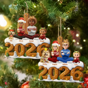Christmas,Cozy,Family,Vector - 3D Effect Christmas Family Sitting Together - Personalized Custom Shaped Wooden Ornament