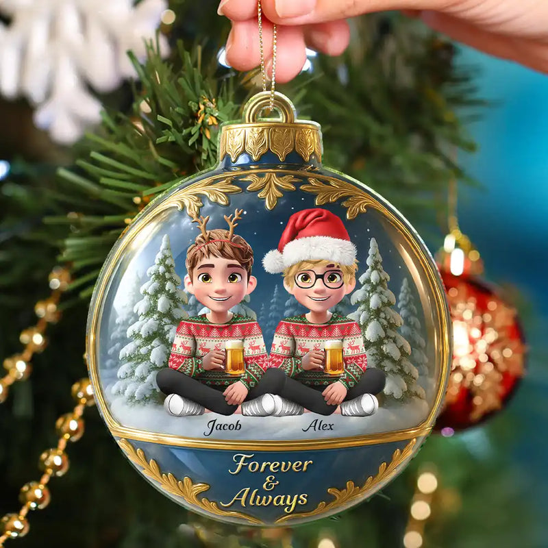 Gift For Couples,Gift For Women,Gift For Men,Love,Christmas - 3D Effect Couple Christmas You And Me We Got This - Personalized Custom Shaped Acrylic Ornament