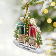 Gift For Couples, Old Couples, Gift For Husband, Gift For Wife, Love, Christmas - 3D Effect Couple Growing Old Together - Personalized Custom Shaped Acrylic Ornament