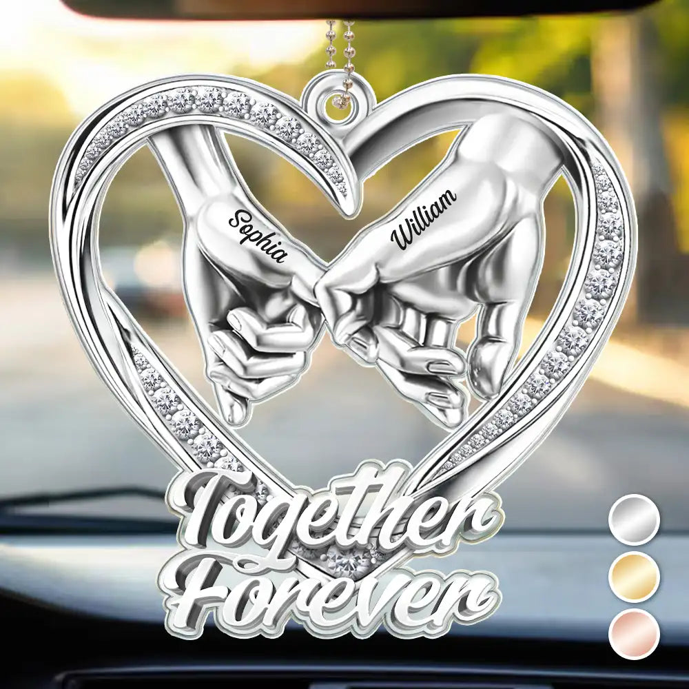 3D Metal Effect Couple Holding Hands You & Me We Got This - Personalized Acrylic Car Hanger
