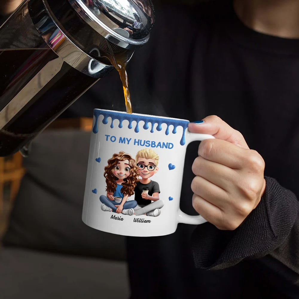 Gift For Couples,Old Couples,Gift For Women,Gift For Wife,Love,Top Market,Gift For Men,Gift For Husband - 3D Effect Couple Meeting You Marrying You - Personalized White Edge-to-Edge Mug
