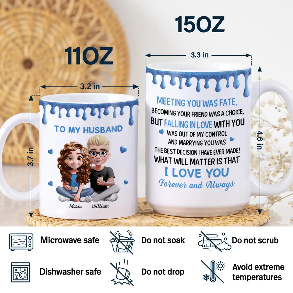 Gift For Couples,Old Couples,Gift For Women,Gift For Wife,Love,Top Market,Gift For Men,Gift For Husband - 3D Effect Couple Meeting You Marrying You - Personalized White Edge-to-Edge Mug