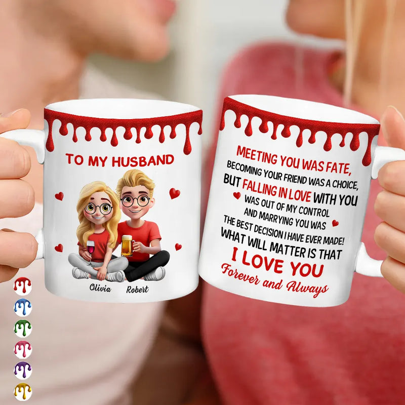 Gift For Couples,Old Couples,Gift For Women,Gift For Wife,Love,Top Market,Gift For Men,Gift For Husband - 3D Effect Couple Meeting You Marrying You - Personalized White Edge-to-Edge Mug