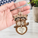Gift For Couples,Gift For Women,Gift For Men,Gift For Boyfriend,Gift For Girlfriend,Gift For Wife,Gift For Husband,Funny,Love - 3D Effect Couple Raccoon You're Weird I'll Keep You - Personalized Wooden Keychain
