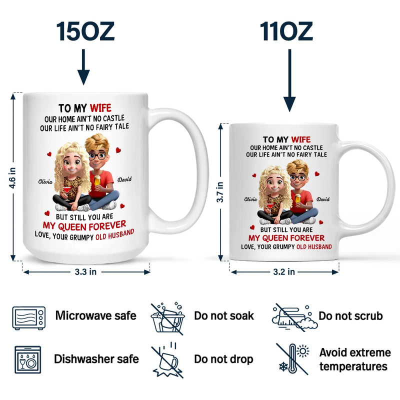 Gift For Couples,Old Couples,Gift For Women,Gift For Wife,Love,Top Market - 3D Effect Couple To My Wife Our Home Ain't No Castle - Personalized Mug