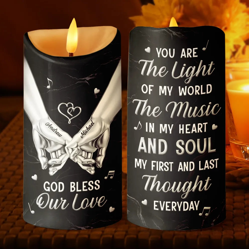 Top Market,Gift For Couples,Old Couples,Gift For Women,Gift For Men,LGBT,Love,Gift For Husband,Gift For Wife,Gift For Boyfriend,Gift For Girlfriend - 3D Effect Couple You Are The Light Of My World - Personalized Flameless LED Candle