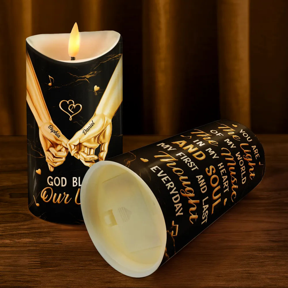Top Market,Gift For Couples,Old Couples,Gift For Women,Gift For Men,LGBT,Love,Gift For Husband,Gift For Wife,Gift For Boyfriend,Gift For Girlfriend - 3D Effect Couple You Are The Light Of My World - Personalized Flameless LED Candle