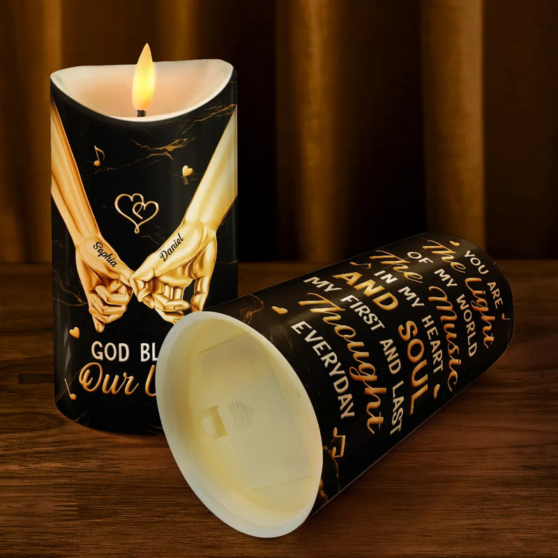 Top Market,Gift For Couples,Old Couples,Gift For Women,Gift For Men,LGBT,Love,Gift For Husband,Gift For Wife,Gift For Boyfriend,Gift For Girlfriend - 3D Effect Couple You Are The Light Of My World - Personalized Flameless LED Candle