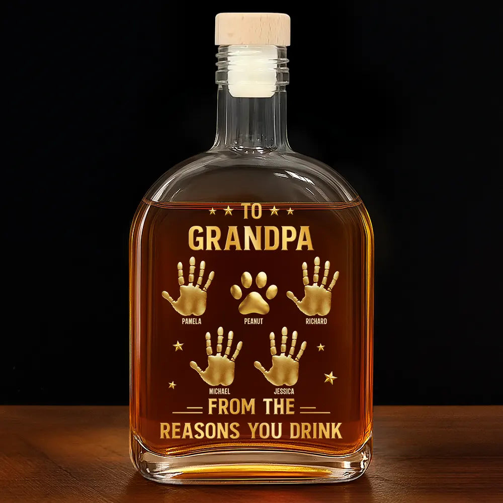 3D Effect Dad Papa From The Reason You Drink - Personalized Whiskey Bottle