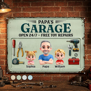 Gift For Grandpa, Top Market, Confident, Vector - 3D Effect Dad Papa Garage - Personalized Classic Metal Signs