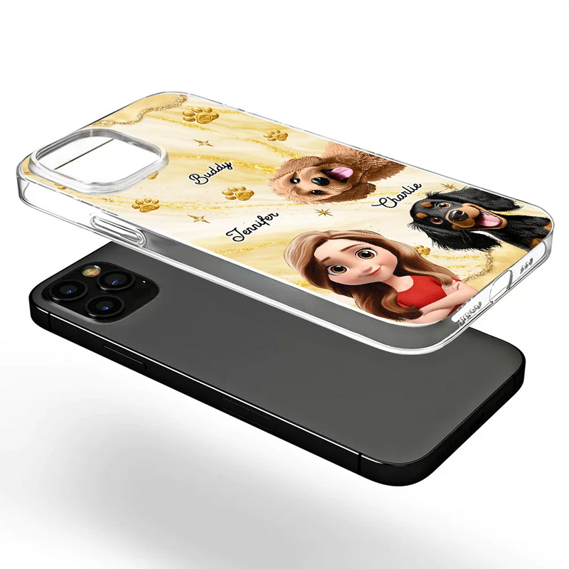 Pet Lovers,Pet Mom,Pet Dad,Dog Lovers,Dog Mom,Dog Dad,Cat Lovers,Cat Mom,Cat Dad,Gift For Women,Gift For Men,Happy,Top Market - 3D Effect Dog Cat Mom - Personalized Clear Phone Case