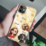 Pet Lovers,Pet Mom,Pet Dad,Dog Lovers,Dog Mom,Dog Dad,Cat Lovers,Cat Mom,Cat Dad,Gift For Women,Gift For Men,Happy,Top Market - 3D Effect Dog Cat Mom - Personalized Clear Phone Case
