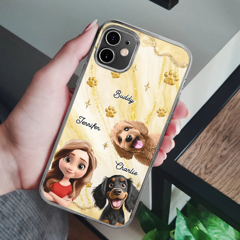 Pet Lovers,Pet Mom,Pet Dad,Dog Lovers,Dog Mom,Dog Dad,Cat Lovers,Cat Mom,Cat Dad,Gift For Women,Gift For Men,Happy,Top Market - 3D Effect Dog Cat Mom - Personalized Clear Phone Case