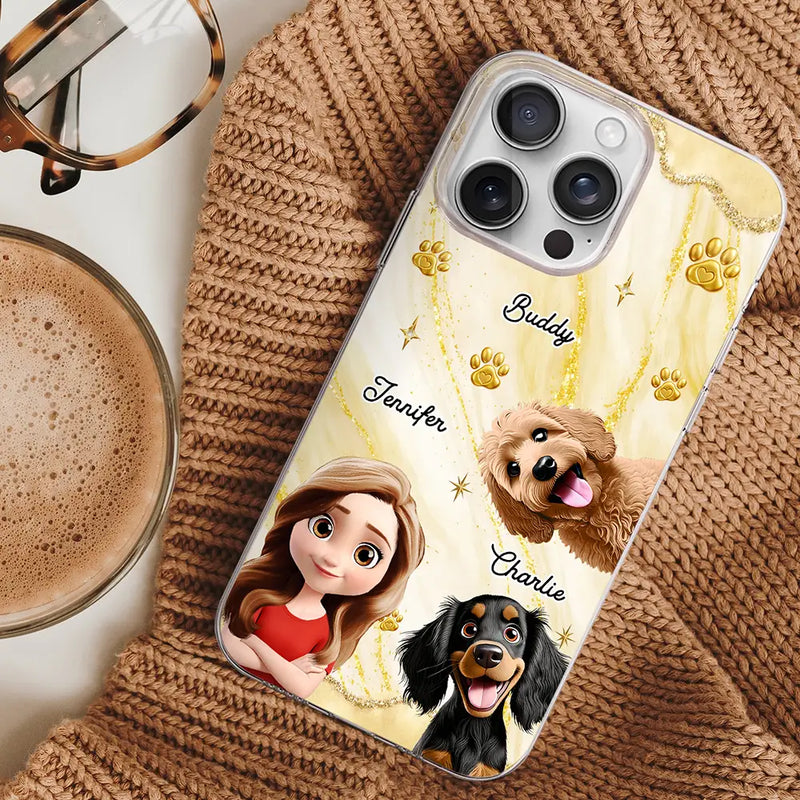 Pet Lovers,Pet Mom,Pet Dad,Dog Lovers,Dog Mom,Dog Dad,Cat Lovers,Cat Mom,Cat Dad,Gift For Women,Gift For Men,Happy,Top Market - 3D Effect Dog Cat Mom - Personalized Clear Phone Case