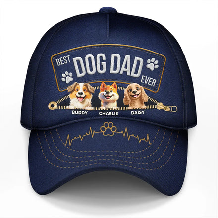 3D Effect Dogs Zippered Denim Jean Printed Hat - Personalized Classic Cap