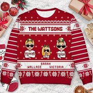 Happy,Family,Christmas - 3D Effect Family - Personalized Unisex Ugly Sweater