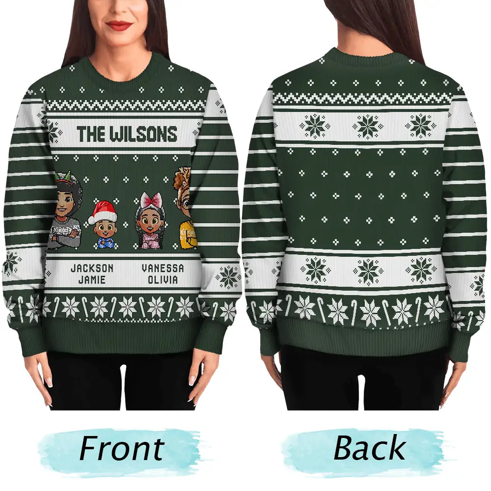 Happy,Family,Christmas - 3D Effect Family - Personalized Unisex Ugly Sweater