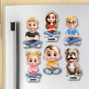 Family, Gift For Grandparents, Pet Couple, Pet Lovers, Grandpa - Grandkids, Grandma - Grandkids, Non-Eng - 3D Effect Family Member Cross Arm - Personalized Acrylic Fridge Magnet