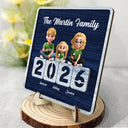 Family,Pet Lovers,Pet Mom,Pet Dad,Pet Couple,Dog Lovers,Dog Couple,Dog Mom,Dog Dad,Cat Lovers,Cat Mom,Cat Dad,Cat Couple,Happy,Single Mom,Single Dad,LGBT,Gift For Grandpa,Gift For Grandma,Gift For Grandkids - 3D Effect Family Sitting Together - Personalized 2-Layered Wooden Plaque With Stand