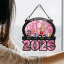 Family,Pet Lovers,Pet Mom,Pet Dad,Pet Couple,Dog Lovers,Dog Couple,Dog Mom,Dog Dad,Cat Lovers,Cat Mom,Cat Dad,Cat Couple,Happy,Single Mom,Single Dad,LGBT,Gift For Grandpa,Gift For Grandma,Gift For Grandkids - 3D Effect Family Sitting Together - Personalized Window Hanging Suncatcher Ornament