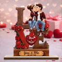 Gift For Couples,Old Couples,Gift For Husband,Gift For Wife,Gift For Boyfriend,Gift For Girlfriend,LGBT,Love,Top Market - 3D Effect Flannel Couple You & Me We Got This - Personalized Custom Shaped 2-Layered Acrylic Wooden Plaque