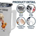 Funny, Gift For Yourself, Gift For Women, Gift For Men, Farm, Gifts For Colleagues, Gift For Bestie - 3D Effect Funny Chickens F-CAW-F Squad - Personalized 40oz Tumbler With Straw