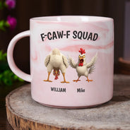 Funny, Gift For Yourself, Gift For Women, Gift For Men, Farm, Gifts For Colleagues, Gift For Bestie - 3D Effect Funny Chickens F-CAW-F Squad - Personalized Marble Mug