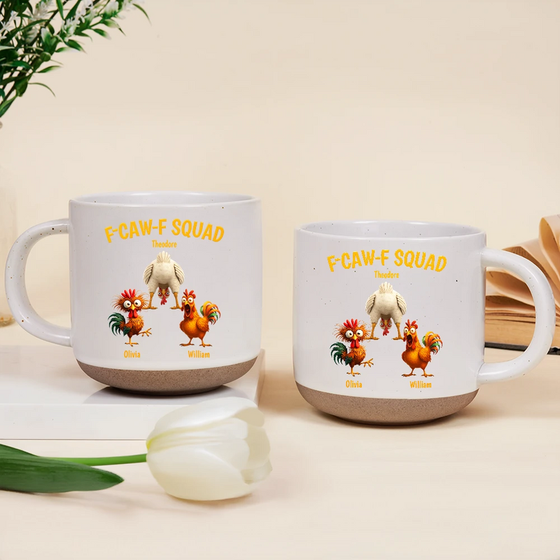 Funny, Gift For Yourself, Gift For Women, Gift For Men, Farm, Gifts For Colleagues, Gift For Bestie - 3D Effect Funny Chickens F-CAW-F Squad - Personalized Pottery Mug