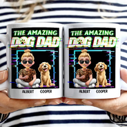 Dog Dad,Dog Mom,Dog Lovers - 3D Effect Glitch Signal The Amazing Dog Dad - Personalized Mug