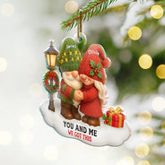 Gift For Couples, Old Couples, Gift For Husband, Gift For Wife, Christmas, Love, Top Market - 3D Effect Gnome Couple Growing Old Together Christmas - Personalized Custom Shaped Acrylic Ornament