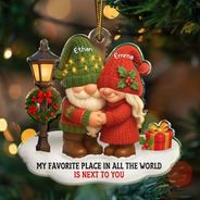 Gift For Couples, Old Couples, Gift For Husband, Gift For Wife, Christmas, Love, Top Market - 3D Effect Gnome Couple Growing Old Together Christmas - Personalized Custom Shaped Acrylic Ornament