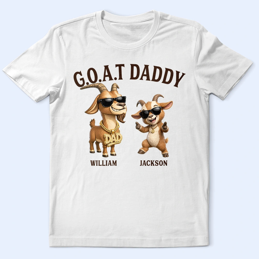 Gift For Father,Gift For Grandpa,Top Market,Non-Eng,Icon,Humorous - 3D Effect Goat Dad And Kids - Personalized T Shirt