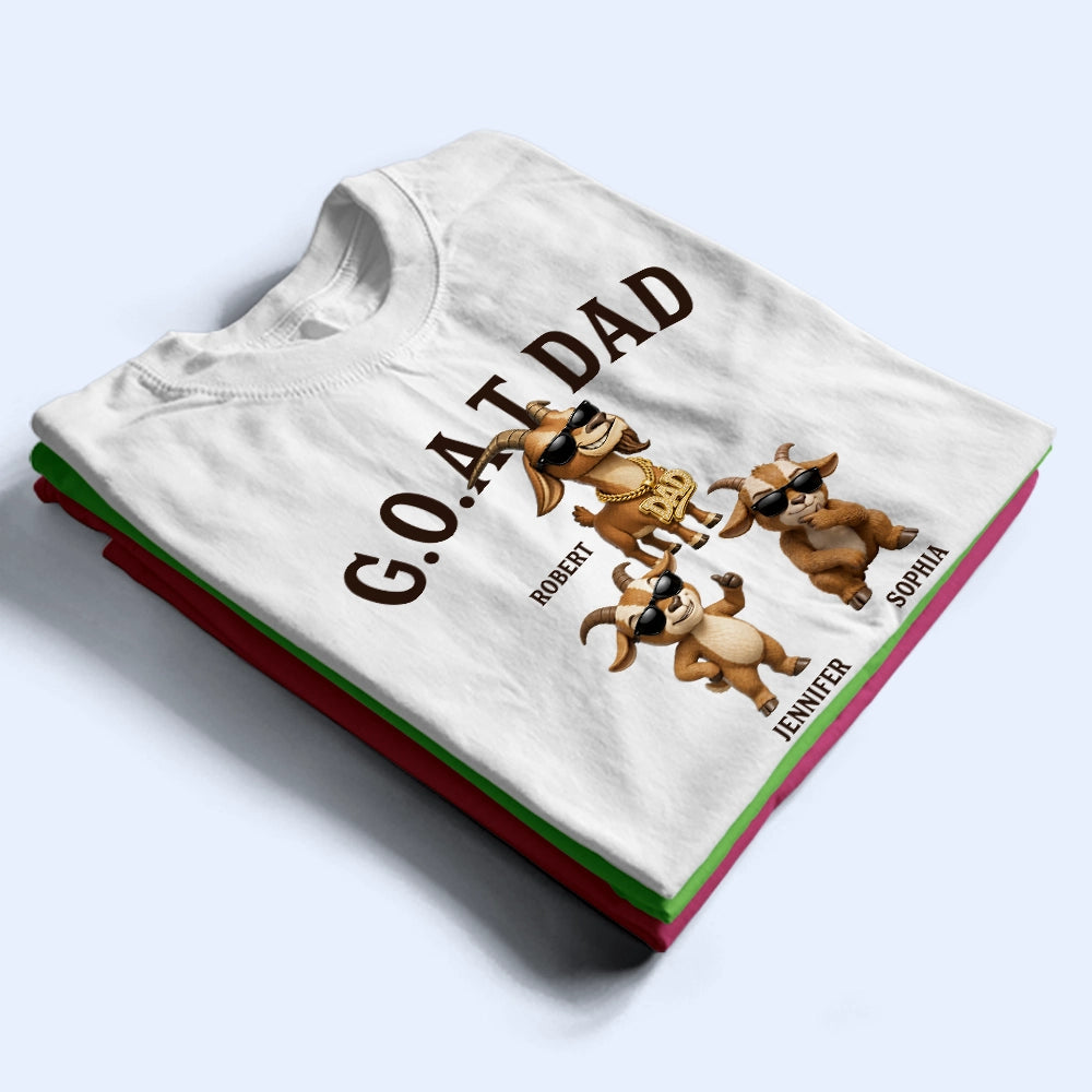 Gift For Father,Gift For Grandpa,Top Market,Non-Eng,Icon,Humorous - 3D Effect Goat Dad And Kids - Personalized T Shirt