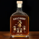Gift For Father,Humorous,Icon - 3D Effect Goat Dad And Kids - Personalized Whiskey Bottle