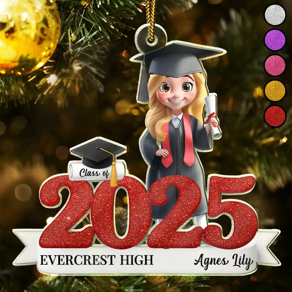 Graduation,Happy,Gift For Yourself,Christmas,Top Market,Non-Eng - 3D Effect Graduation Woman Man - Personalized Custom Shaped Acrylic Ornament