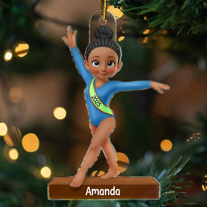 Gift For Yourself, Gift For Women, Gift For Men, Happy, Christmas - 3D Effect Gymnastic Girl - Personalized Custom Shaped Acrylic Ornament