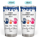 Family, New Dad, New Mom, New baby, Happy - 3D Effect Handprints Family - Personalized Tumbler